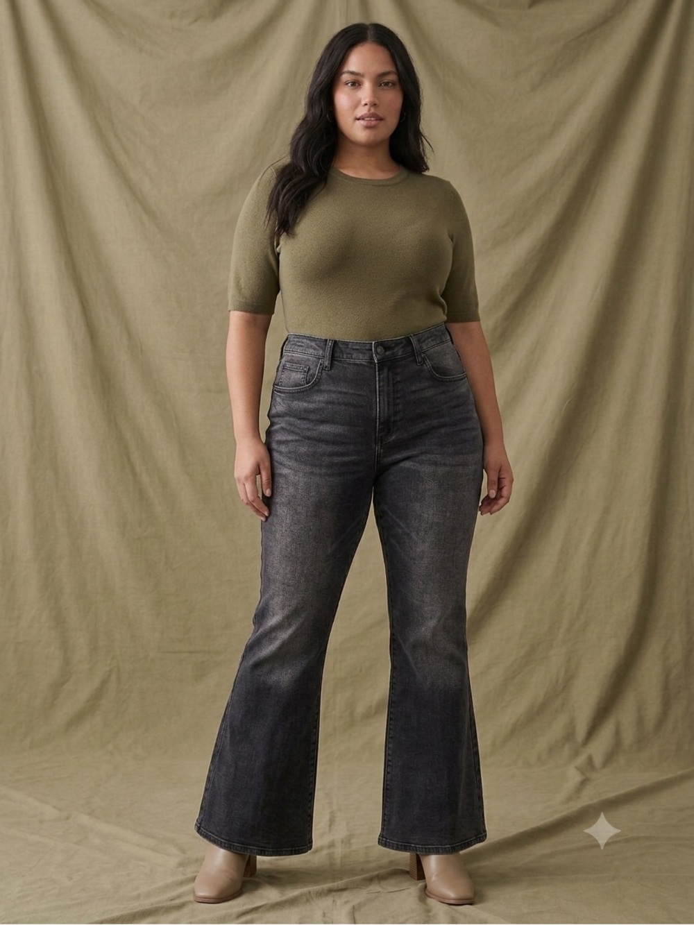 Universal Thread Washed Black High-Rise Flare Jeans